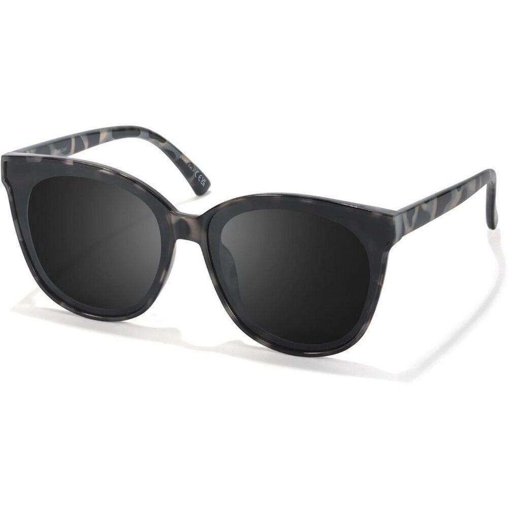 Women's A15 White Tortoise Frame Gray Polarized Lens Stylish Cat Eyes Sunglasses